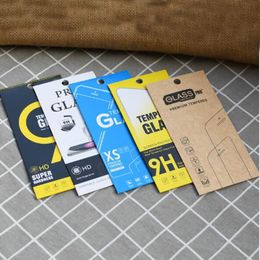 1000pcs 5 Style Kraft paper Glass retail packaging box/paper box/white box for iphone 7 6 6 plus Samsung Screen Protector Film