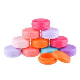 10g Empty Refillable Macaroon Cream Jar Travel Plastic Cosmetic Sample Containers with Screw Cap Makeup Lip Balm Eye Shadow Box WB2407