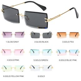 HOT Sale Designer sunglasses New Style Frameless Square Sun Glasses Fashion Gradient pink blue green color women Sunglasses 8 colors 10PCS