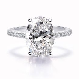 Wholesale- Classic 925 Sterling Silver ring set Oval cut 3ct Diamond Cz Engagement wedding Band rings for women Bridal bijoux