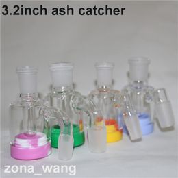 hookahs 3.2inch Glass Ash Catcher with Detachable 7ml silicone container for mini dab oil rig 14mm 18mm ashcatcher bong