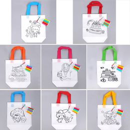 Hand Painted 22*25CM Non-woven Fabric Canvas Eco Bag Graffiti Painted Bags With watercolor pen Children DIY Handmade