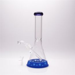 13in Hookah Blue edge Antiskid Rubber sole beaker glass bong waterpipe dabrig with clear downstem 1 clear bowl included