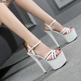 Summer Sexy Patent Leather Women Sandals Sexy 16.5cm Ultra High Heels Women's Shoes size 35-43