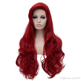 Jessica Rabbit Wavy Long Wine Red Heat Resistant Cosplay Hair Wig + Wig Cap