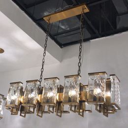 Modern crystal chandelier corrugated crystal rectangular industrial chandelier for living room hotel decoration LED lamp