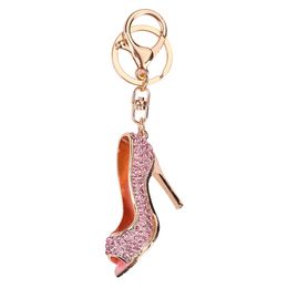 Fashion Lady's Crystal Rhinestone Diamante 3D High Heel Shoe Decoration Chain for Phone Car Bag Key Ring keychain Charm Gift