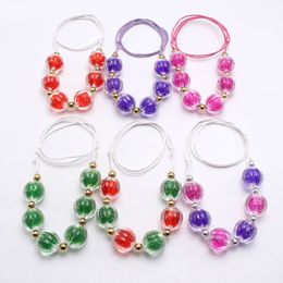 New Arrival Baby Kids Fashion Bubblegum Chunky Beads Necklace Handmade Children Rope Chain Necklace For Girls Jewellery