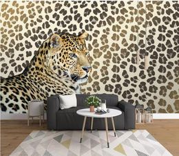 modern wallpaper for living room Leopard print leopard living room TV background wall decorative painting