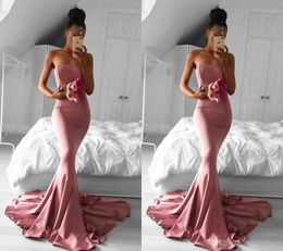 2019 Cheap Mermaid Prom Dress Sexy Strapless Sleeveless Long Formal Holidays Wear Graduation Evening Party Gown Custom Made Plus Size