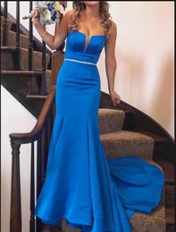 Royal Blue Mermaid Bridesmaid Dresses Backless Floor Length Maid Of Honour Dress Long Prom Gown for Wedding Party