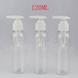 120ML Transparent Round Shoulder Plastic Bottle , 120CC Shower Gel / Shampoo Sub-bottling , Empty Cosmetic Container