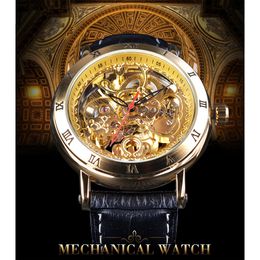 Forsining Royal Carving Roman Number Retro Steampunk Dial Transparent Men Watches Top Brand Luxury Automatic Skeleton Wristwatch268P
