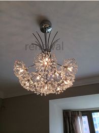 Modern Crystal Chandelier Dandelion H 80cm LED Crystal Light With Tree Lampshade For Sitting Room Home Decorative Light Fixture