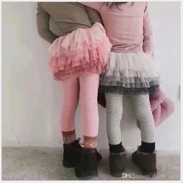 Girls Skirt Leggings Pants Autumn Winter Kids Lace Net Yarn Tights Girl Leggings With Skirt Children Pantskirt Trousers 5pcs/lot