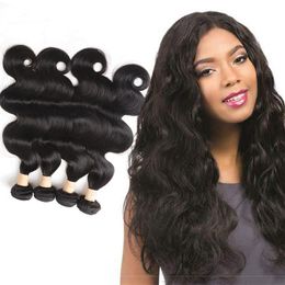 Peruvian 100% Human Hair Extensions Body Wave 8-30inch Hair Wefts Natural Colour 4 Bundles Full Products Virgin Hair