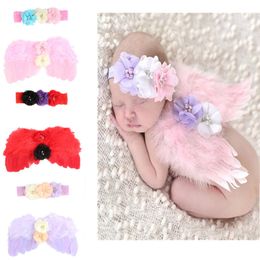 Baby angel 2pcs/lot wings + headband set European and American children's photo props rhinestone flower feather wing hairband