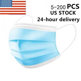 Ready to Ship US Stock 1-3 Days Disposable Face Mask 3-layers Non-woven Mouth Non Anti-Dust Anti-bacterials Breathable Safety Masks