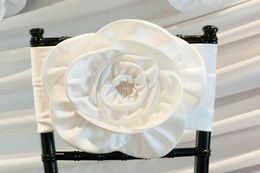 2019 Crystals 3D Flowers Made Wedding Chair Covers Cheap Elegant Chair Sashes VintageWedding Decorations Wedding Accessories C02