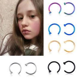 Trendy Nose Rings Body Piercing Jewellery Stainless Steel Nose Open Hoop Ring Earring Studs Fake Nose Rings Non Piercing Rings GD140