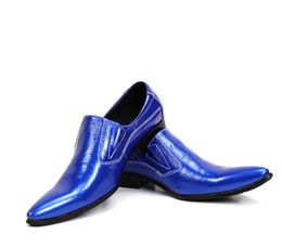 Classico maschile maschile a basso taglio da uomo 2024 in pelle blu in pelle comoda scarpe da business moca