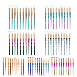 10pcs Mermaid Makeup Brushes Set Diamond Rainbow Handle Cosmetic Foundation Eyshadow Blusher Powder Blending Brush Beauty Tools kits