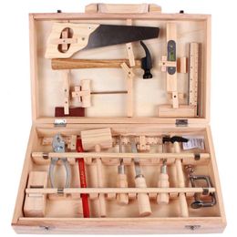 Repair Box Toy Building Multifunctional Woodworking Wooden Tool Kit Pretend Play Set Professional Repair Tool Toy For Kid