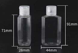 60ml Square Transparent Plastic Hand Gel Sanitizer Bottle for Travel 2OZ Empty Handwashing Fluid Refillable Bottle