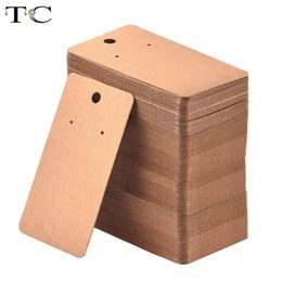 100Pcs Kraft Paper Blank Jewellery Display Card Cardboard Earring Package Hang Tag Card Brown 5 X 9cm298K