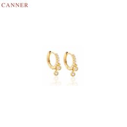 CANNER Gold Colour Small Hoop Earrings for Women 925 Sterling Silver Circle Earrings 2019 Lady Girl CZ Crystal Huggie Earings C40