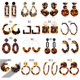 New Leopard Print Acrylic dangle Earrings Acetic Acid Sheet Geometric Circle Square Long Drop Earrings for Women Fashion Jewelry