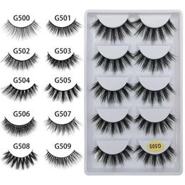 3D imitation mink false eyelashes 5 pairs pure natural thick eye lashes G500 handmade multilayer makeup tools Free ship 5set