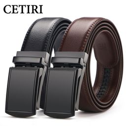 Cinto Ratchet Click Masculino Cetiri Cinto Vestido de Couro Genuíno Para Homens Jeans Sem Buraco Automático Deslizante Fivela Preta Marrom Cintos Cintos