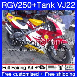 Body factory yellow+Tank For SUZUKI RGV250 VJ22 1988 1989 1990 1991 1992 1993 307HM.31 RGV-250 VJ21 RGV 250 88 89 90 91 92 93 Fairing kit