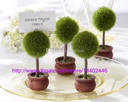 Free shipping 100pcs Wedding Favours Gift Green Potted Plants Place Card Holder For Green Theme Topiary Tree Place wedding decoration