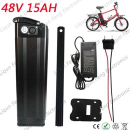 48V 500W Electric Bicycle battery 48V 15AH lithium Silver fish Battery for a bike with Bottom Discharge port.