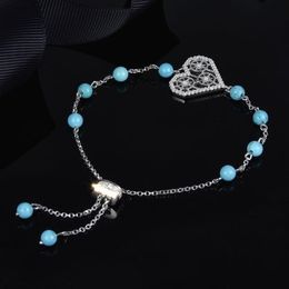 Wholesale- Silver Endless Love Bracelet With Turquoise