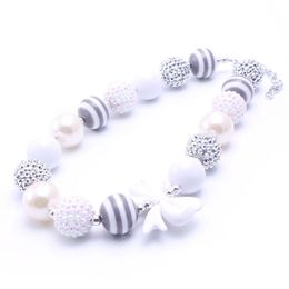 Silver+White Toddler Chunky Bead Necklace Baby Kid Girl Bubblegum Chunky Necklace Jewellery Children Best Gift