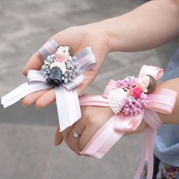 highend artificial flowers wedding wrist flower for man and bridesmaid creative cartoon wrist flowers for wedding decorations