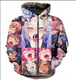 New Fashion Sweatshirt hoodies Men Women Shy Girl Face Sweatshirts Anime Streetwear Harajuku Oversized ZIPPER Jacket Clothes