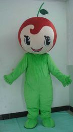 2018 High quality hot adult red cherry mascot costume with green shirt for adult to wear