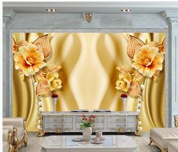 Jewellery silk mural living room TV background wall 3d murals wallpaper for living room 3d wallpapers