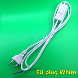 Freeshipping 10 PCS Line Cable 1.8m On Off Power Cord For LED Lamp with Push Button switch US EU Plug Wire Light Switching Black White