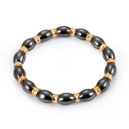 Black Bead Bracelet Hematite Round Beads Stretch Bracelet For Men and Women Anti-Fatigue Magnetic Therapy Bracelets Jewellery