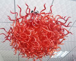 100% Mouth Blown CE UL Borosilicate Murano Glass Dale Chihuly Art Red Lamp Low Ceiling Crystal Chandelier