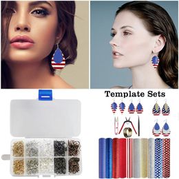 DIY Earrings Homemade Set Kit Colourful Glitter Sequin PU Material Independence Day Theme Creative Leather Material