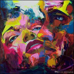 Francoise Nielly Palette Knife Impression Home Artwork Modern Portrait Handmade Oil Painting on Canvas Concave and Convex Texture Face179