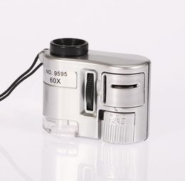 Brand New Mini Lens 60X Pocket Magnifier Microscope With LED Light Jewellery Jeweller Loupe Currency Dectector