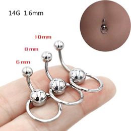 Stainless Steel Sexy Navel Rings Silver Ball Circular Sexy Belly Button Ring Simple Body Piercing Jewellery (6mm/8mm/10mm)