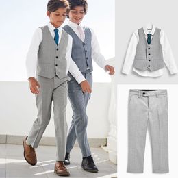Summer Boy's Formal Wear Custom Made 2 Pieces Handsome Suits For Wedding Prom Dinner Children Clothes(Vest+Pants)